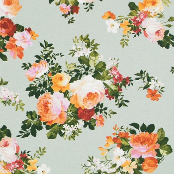 Prinditud dekoratiivkangas, rohelisel lillekimbud.jpg