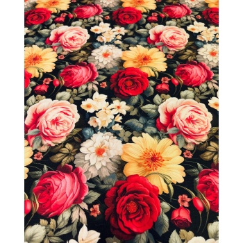 VETTHÜLGAV dekoratiivkangas, tumedal kirjud lilled.jpg