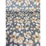 VETTHÜLGAV prinditud kangas, hallil kreemikad õied.