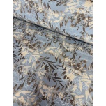 VETTHÜLGAV prinditud kangas, sinakal põhjal beešid-pruunid lehed