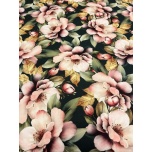 VETTHÜLGAV prinditud kangas, tumerohelisel lilled.