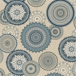 Prinditud dekoratiivkangas, sinine mandala.